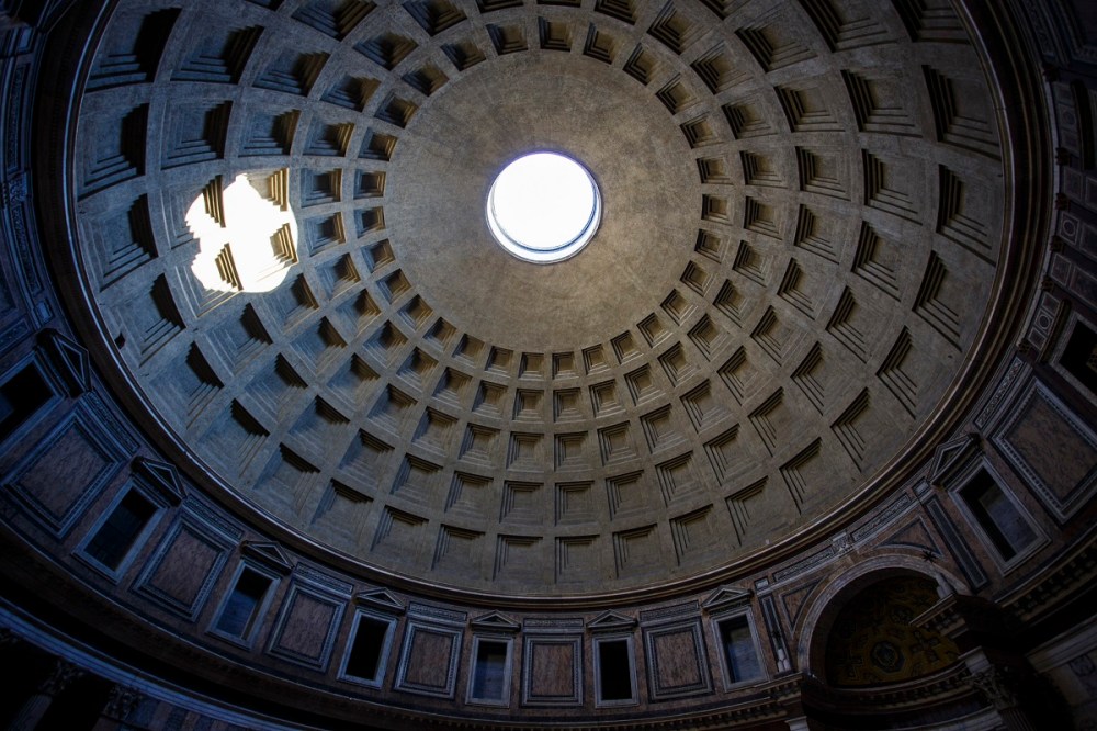 Cupola of the Pantheon in Rome with the famous oculus