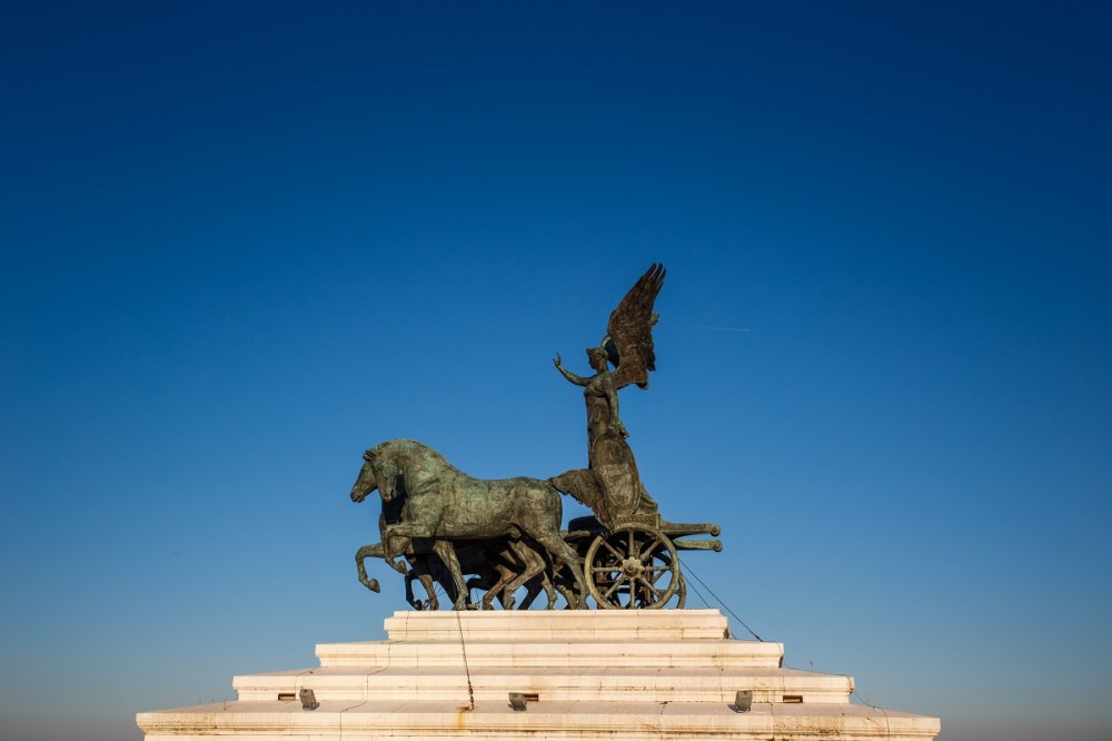 The Quadriga dell'Unità on the summit of Monumento Nazionale a Vittorio Emanuele II in Rome