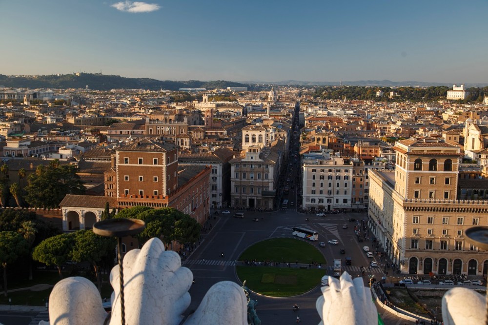View from Monumento Nazionale a Vittorio Emanuele II with Piazza Venezia in front